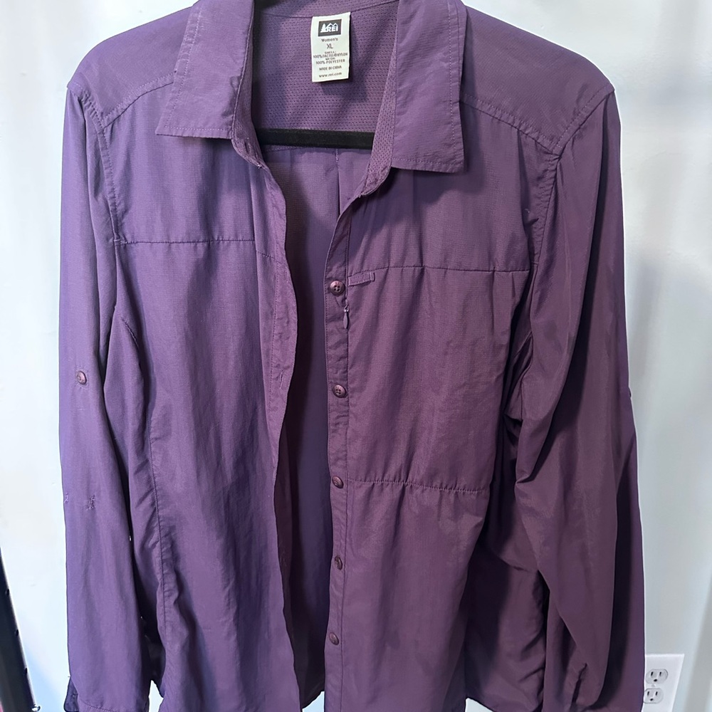 REI Purple Button Down Shirt